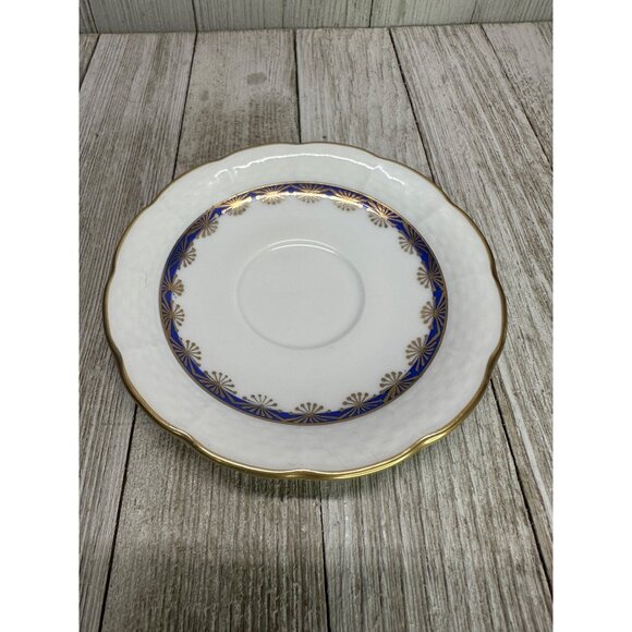 Vintage TK Thun Czechoslovakia Teacups & Saucers Blue & Gold Rim - Set of 2 - Picture 7 of 14